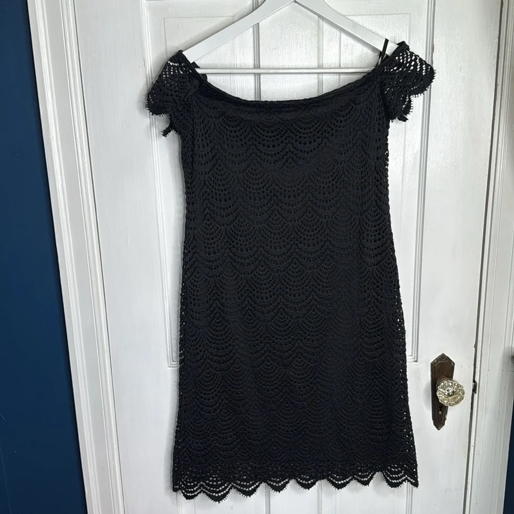 Lilly Pulitzer Jade Dress Black Scalloped Shell Lace W1527 Sz 8 - Picture 8 of 11